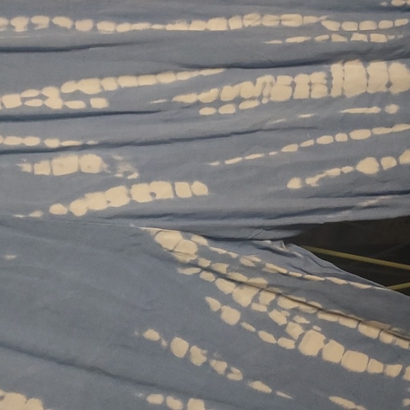 Strapless Smocked Sky Blue Tie Dye Ruffled Wide Leg Jumpsuit by JAPNA - Picture 9 of 10